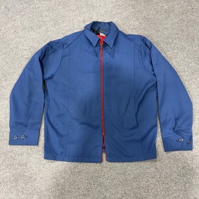 Vintage Unitog Jacket Mens 42 Blue Canvas Workwear Full Zip Removable Liner USA
