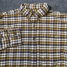 Drake Waterfowl Autumn Brushed Twill Flannel Plaid Long Sleeve Shirt Mens Medium