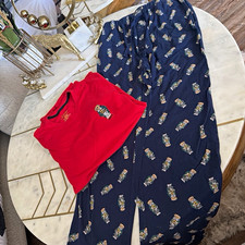 Polo Ralph Lauren Polo Bear 2pc Cotton Pajama Set Red/Navy Long Sleeve S boys