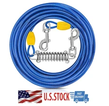 Dog Tie Out Cable 50 Feet, Tie Out Cable for Dogs Heavy Duty Up to 120 LBS, Dog