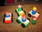 Vintage Lot x9 Pcs., Fisher Price Cars & Figures, Fisher Price Little People,VG