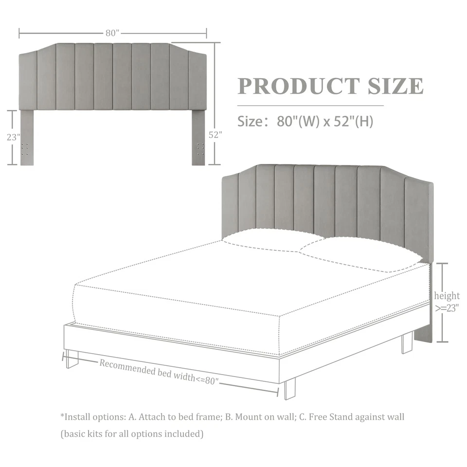 King Size Headboard Only, Velvet Upholstered Headboard King/California King S... - Image 2 of 4