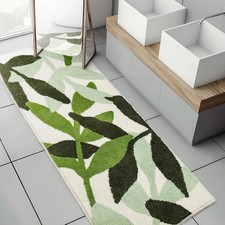 Long Bathroom Runner Rugs Green Leaves Bathmats Green Large Bath Runner Rug