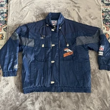 Vintage Denver Broncos Jacket Mens XL Pro Line Logo Athletic Puffer Hood 90s