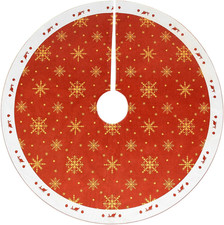 Christmas Tree Skirt 30 Inch Small Rustic Tree Mat with Snowflakes Red Christmas