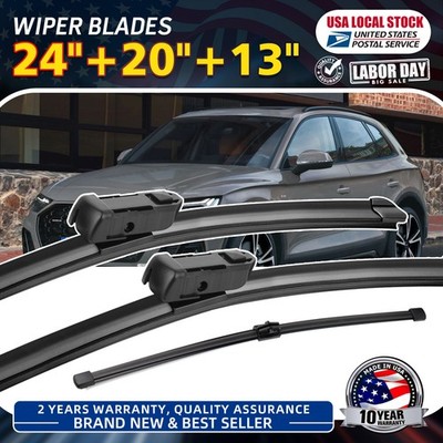 Top Lock 24''+20''+13'' Premium Bracketless Windshield Wiper Blades Set Front+Rear