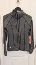 90 Degree by Reflex Women Gray Track Jacket S Full front Zip New 