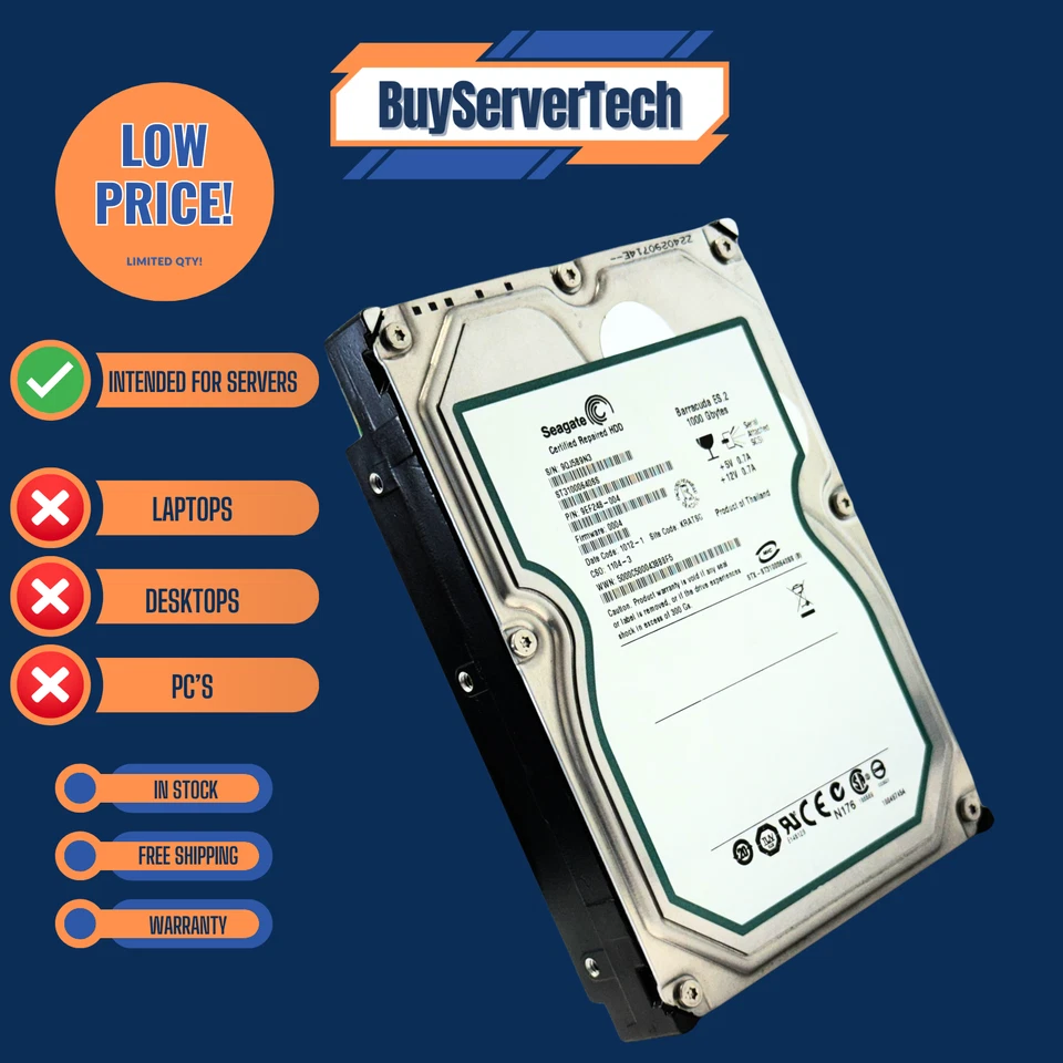 Seagate ST31000640SS 1TB 7.2K 3.5" SAS 3Gb/s HDD Barracuda ES.2 | Recertified - Image 3 of 4