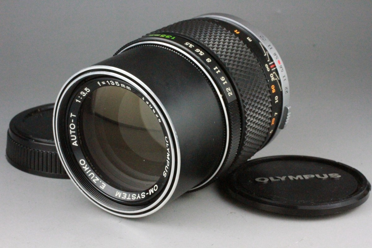 OLYMPUS OM-SYSTEM E Zuiko Auto-T 135mm f3.5 MF Prime Lens w/ Caps 