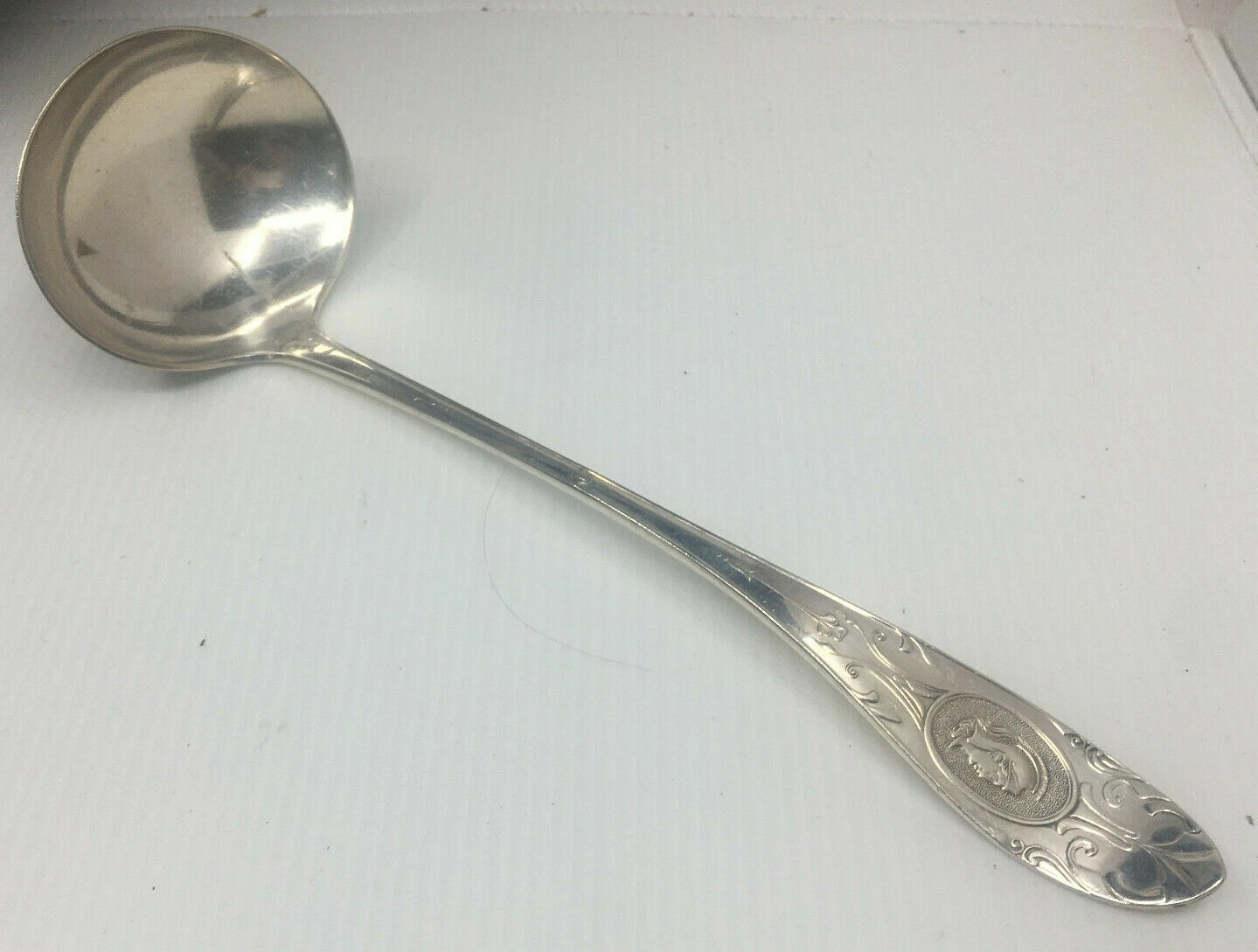 Hall & Elton Ladle Silver Plate Silverplate Antique Trojan Head Warrior Spartan