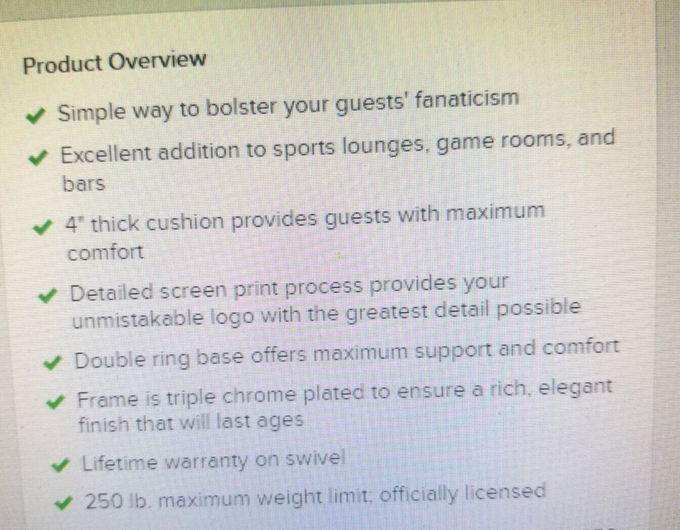 HOLLAND BAR STOOL OHIO STATE BUCKEYES, DOUBLE RING SWIVEL BAR STOOL, 4" PADDED - Image 4 of 4