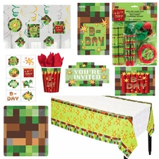 TNT Pixelated Video Game Boys Birthday Party Supplies Tableware Decorations 