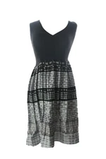 Studio M Grey Combo Sleeveless Smocked Jacquard Dress XL