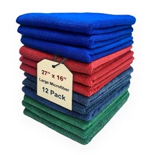Large Microfiber Towel 12-Pack for Home Car WashCloth Drying Cleaning Wax Polish