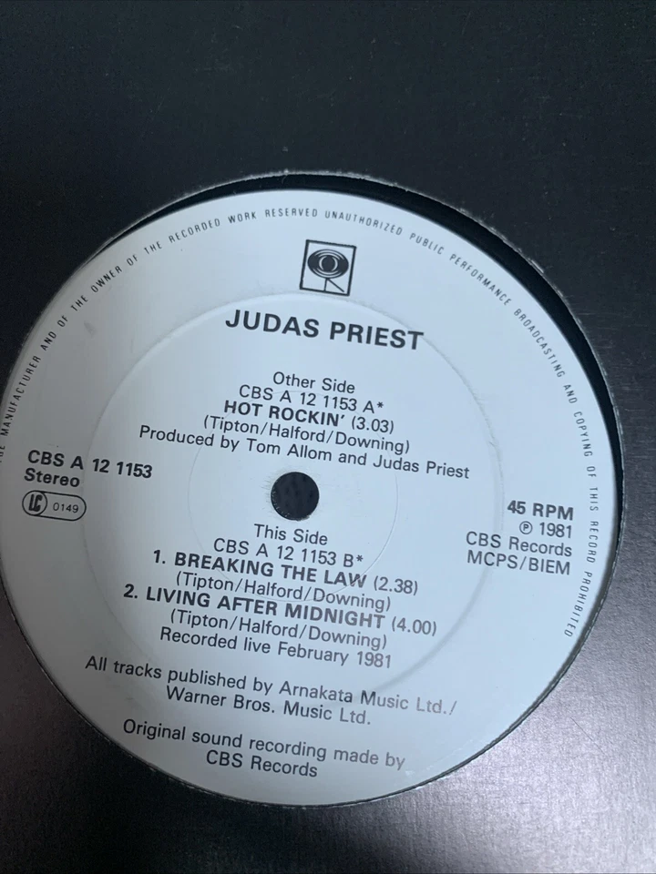 Judas Priest hot rockin 12 inch single Foto 3 de 4