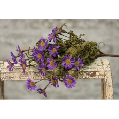 New Country Cottage Farmhouse DARK PURPLE DAISY STEM Pick Spray Branch Daisies