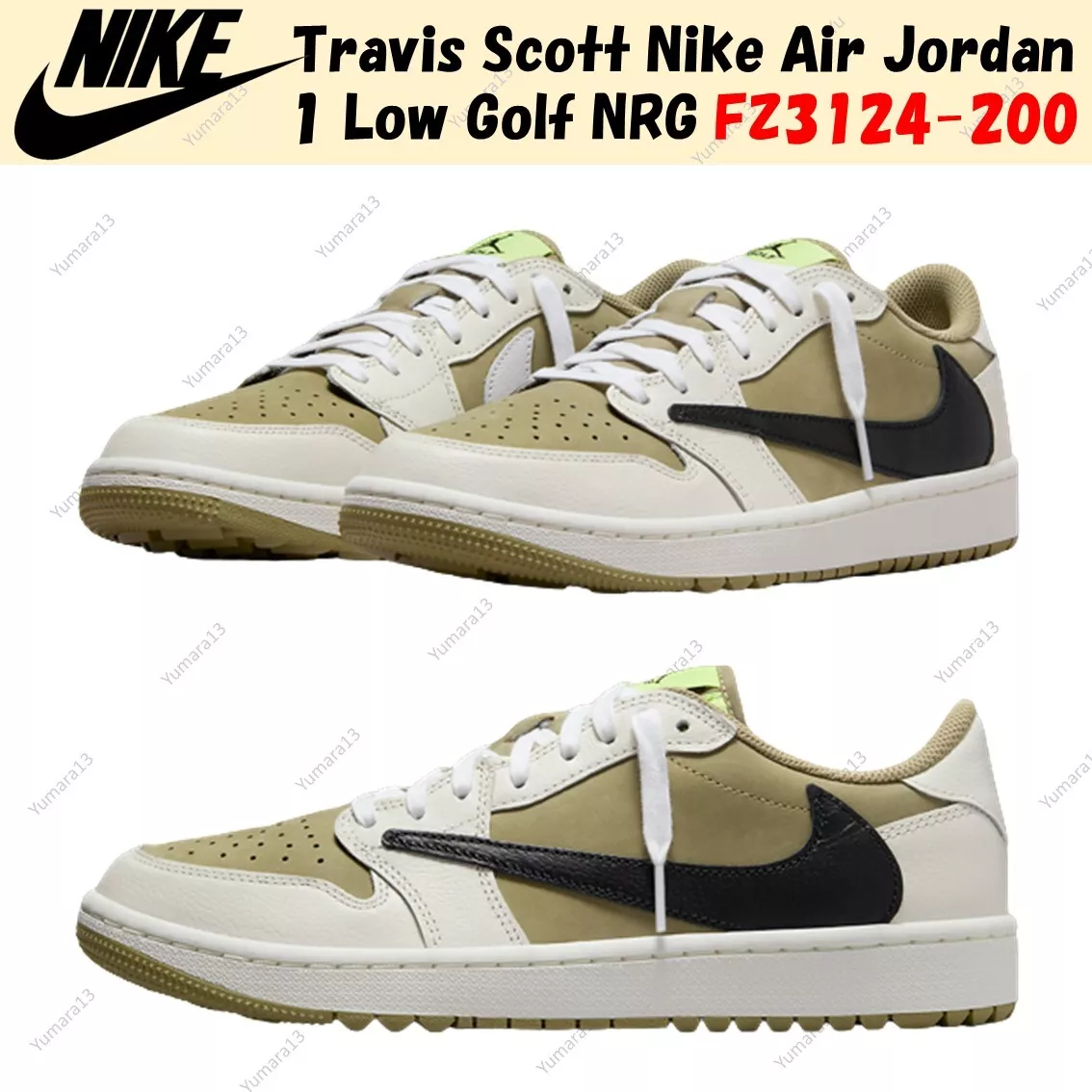 Travis Scott Nike Air Jordan 1 Low Golf NRG Olive FZ3124-200 US Mens 4-14  New