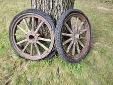 Vintage Lot Of 2 Antique Split Rim Wood Spoke Rims 24 18 Diameter