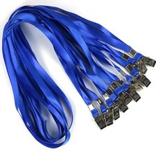 Blue Lanyards 100 Pack 34" Premium Lanyard Bulldog Clips Bulk Nylon Flat Lany...