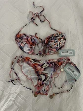 Lulifama Cienfuegos Bikini,wavy Ruched Brazilian Back Tieside