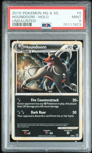 PSA 9 Houndoom 5/90 2010 Pokemon HG & SS Undaunted Holo Rare - Pop 88