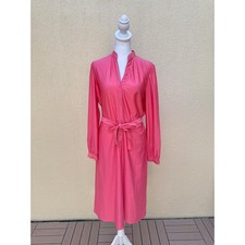 Schrader Sport pink long sleeve button down stretch polyester shirt dress