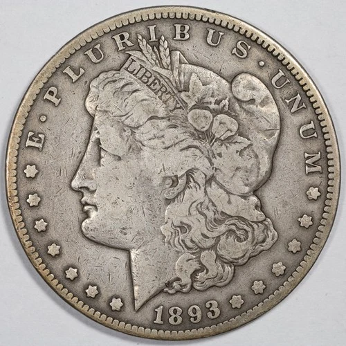 1893-CC Morgan Silver Dollar Carson City Mint Fine (F) - Problem Free!