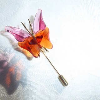 AMAZING Daniel Swarovski Pink Orange Crystal Paradise Butterfly Brooch with Box