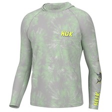 Huk Fish Line Pursuit Hoodie Men's Tech Shirt, Patina, Medium