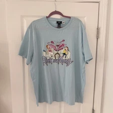 H&M Rick and Morty Cartoon Network Graphic T Shirt Light Blue Men's XXL Tee