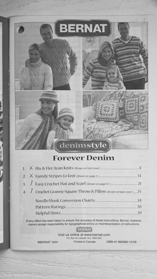 Bernat Forever Denim Instruction Booklet 530119 For Adult/Child Knit & Crochet - Image 3 of 4