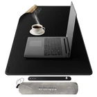 2XL 35x16 Inch Cork & PU Leather Desk Mat Dual Sided Writing Pad Black