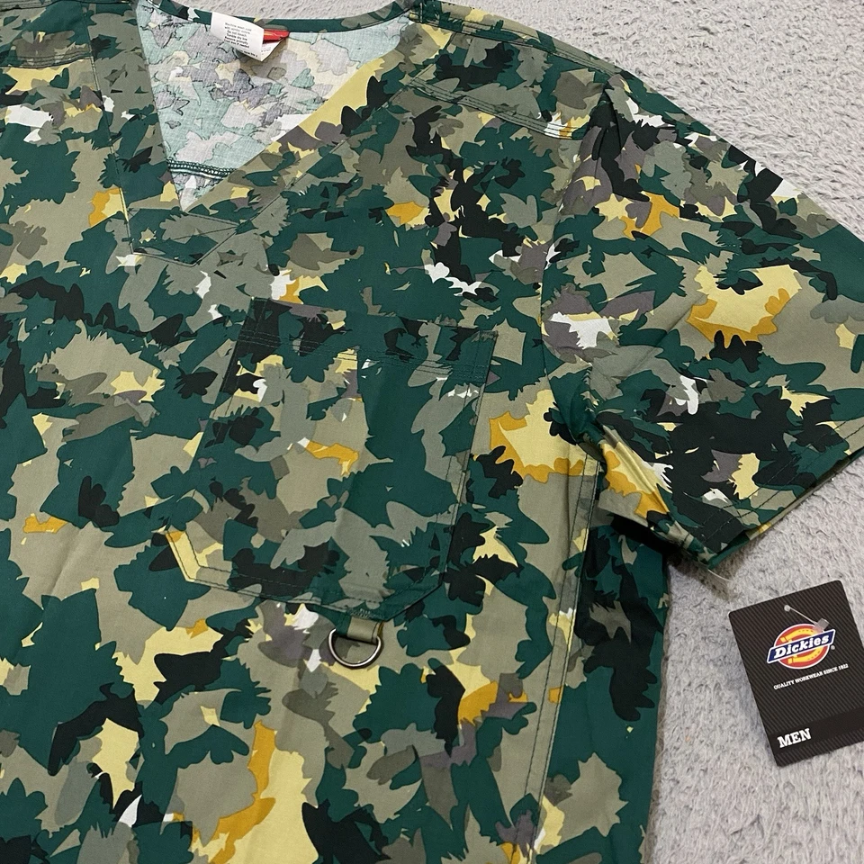 Dickies Scrub Top Mens M Camouflage Over and Out V Neck Stretch NEW 81720 OVOU - Image 2 of 4