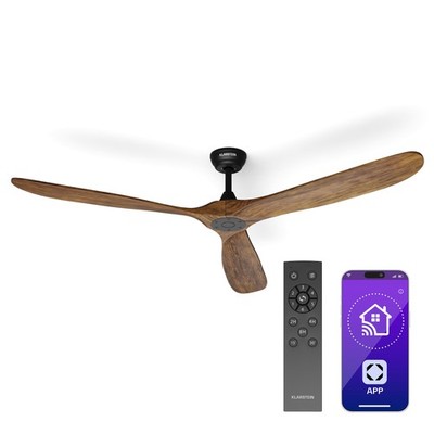 Deckenventilator 178 cm Fernbedienung Massivholz App 6 Stufe 3 Rotorblatt Timer 