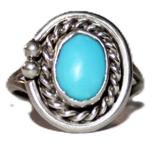 Vintage Sterling Silver South Western Faux Turquoise Ring