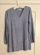 Barefoot Dreams Sz S Cozy Chic Ultra Lite V-Neck Pullover Blue