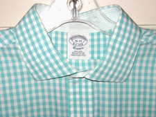 BROOKS BROTHERS SHIRT SZ 16-33 GREEN CHECK CLASSIC NON-IRON SUPIMA COTTON EUC