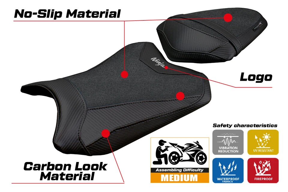 Чехол на сиденье Kawasaki Ninja 300 2013-2015 2016 2017 Tappezzeria Ultragrip черный - Изображение 4 из 4