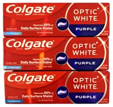 Colgate Optic White Purple Fresh Mint Toothpaste 4.2 oz Expires 9/2026 Lot of 3