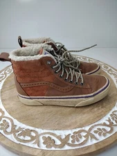 Vans Men’s 4.5 Off the Wall Brown Suede Scotchgard High Top Faux Fur Women 6