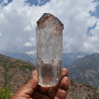 HIMALAYAN LEMURIAN ICE LEPIDOCROCITE SMOKY AMETHYST SCEPTRE QUARTZ CRYSTAL WAND.