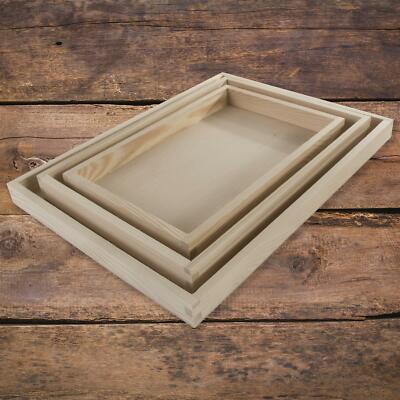 3er-Set rechteckige flache Tablett offene Vitrine Schreibtisch Organizer einfaches Kiefernholz