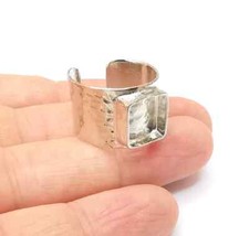 Shiny Silver Ring Setting Bezel Resin Base Cabochon Blank Adjustable Ring G35674