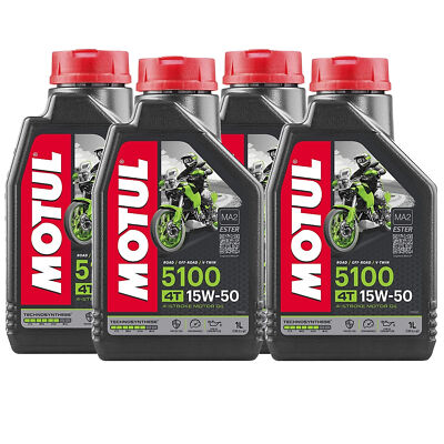 Motul 5100 4T 15W50 Technosynthese Ester 4-Stroke 4L Engine Motor Oil 4 x 1L