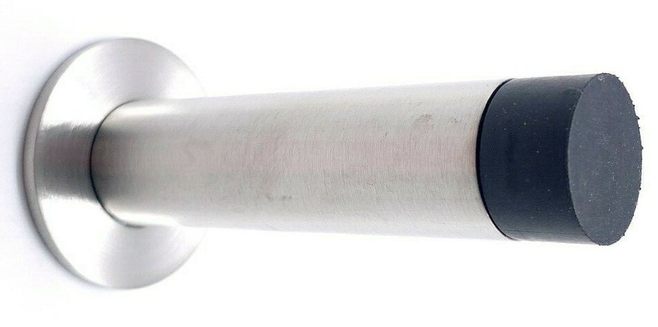 Projecting Door Stop Stainless Metal Wall Mounted Doorstop Rubber Buffer Stopper