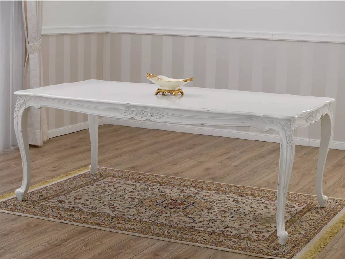 Dining Table Merton Shabby Chic Style Rectangular Antique White 205 x 105 Cm