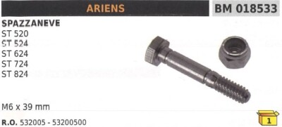 Pin Bolzen der Sicherheit M6x39mm Schneepflug Ariens St 520 - 524D 724D 826D