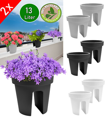 2x XL Balkontopf Balkon Kasten Gelndertopf Blumenbrcke Pflanztopf Railing  13L | eBay.de