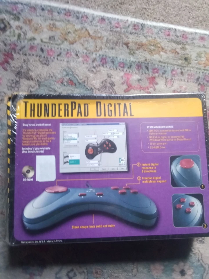Controlador de juegos digital Logitech Thunderpad de colección, 1997 NUEVO sellado Foto 3 de 4