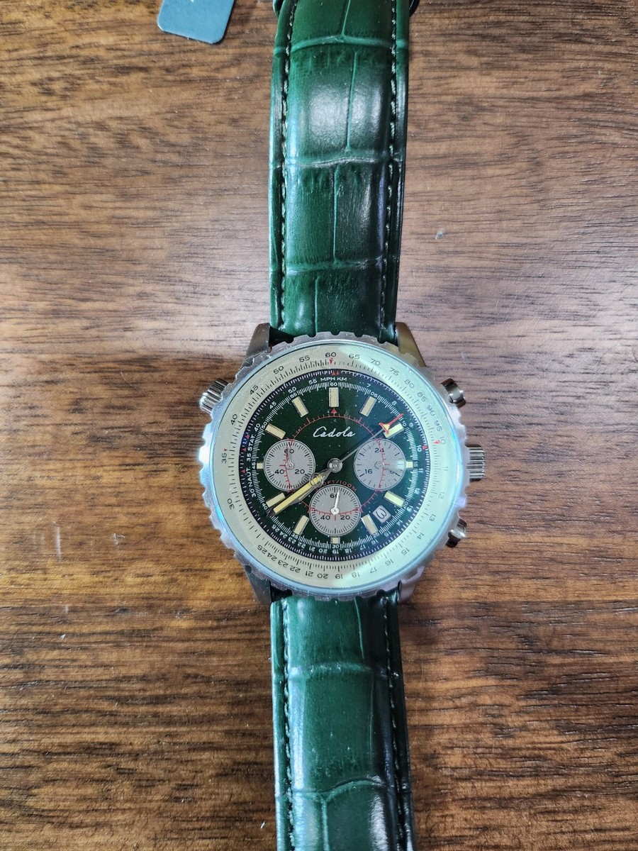 Cadola Volaron CD-1009-04 Chronograph Movement Watch-Green Leather